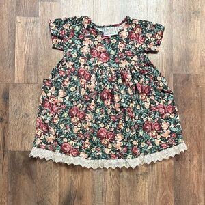 Kokomo Kids Vintage Made in the U.S.A Floral Kids Dress with Lace Hem